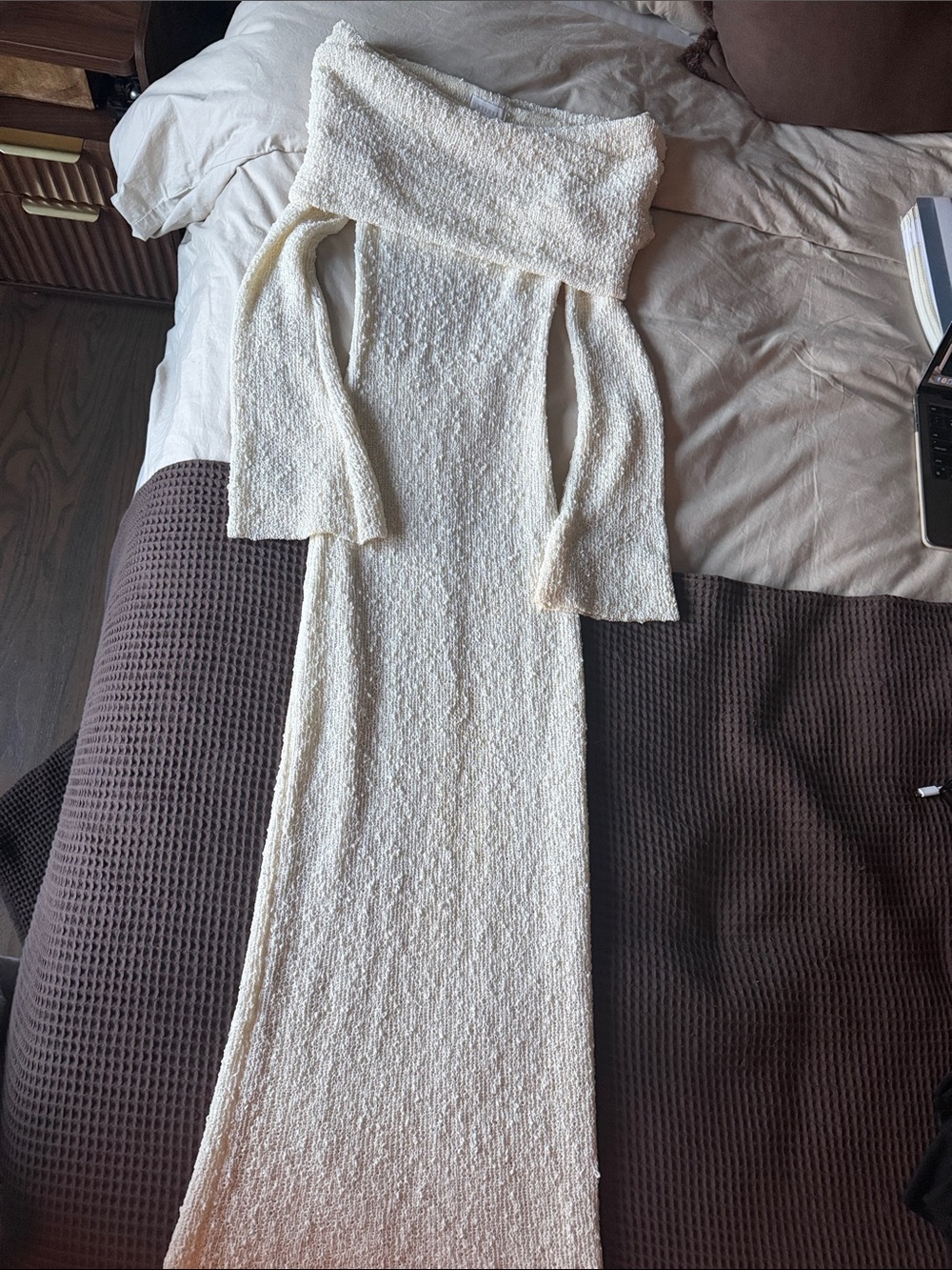 Meshki Cream Off-Shoulder Maxi Dress